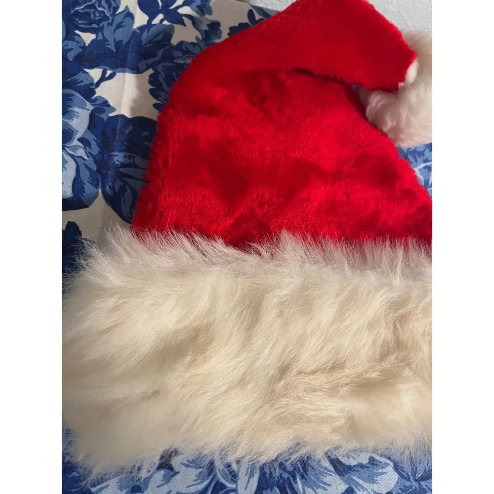Vintage Red Santa Hat with Shaggy White Trim Holiday Christmas Accessory